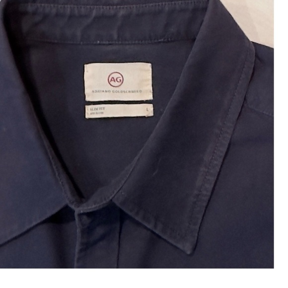 AG Adriano Goldschmied Black Blue Color Block Twill Shirt SLIM FIT Size LARGE - Picture 5 of 12